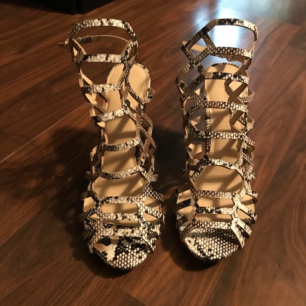 Caged snake skin heels